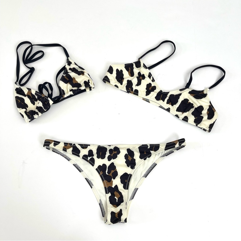Solid & Striped 3 Piece Animal Print Swimsuit Size Large